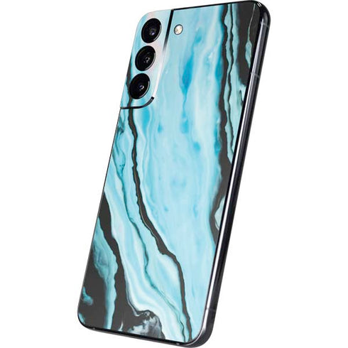 Aqua Blue Marble Ink Galaxy S22 Plus Skin